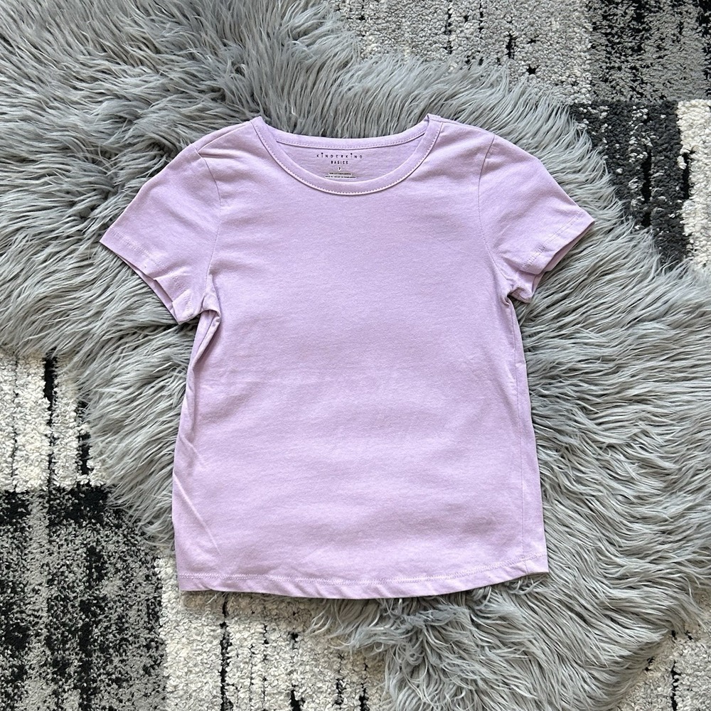 Kinderkind Basics Girls Purple Short Sleeve 100% Cotton Tee Size 7Y NEW